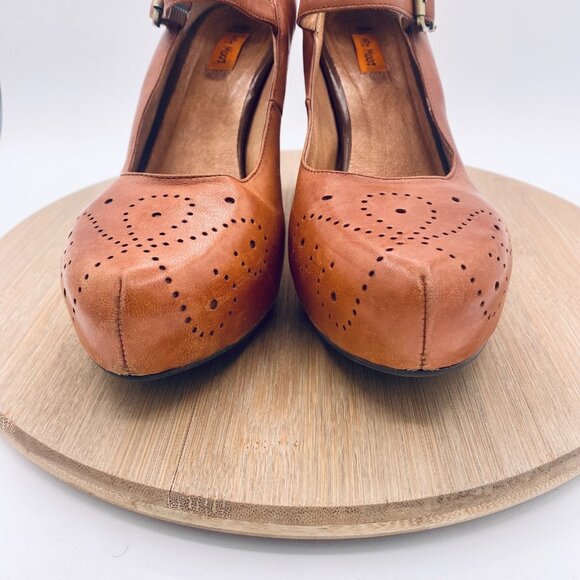 Miz Mooz Heels Womens 10 Brown Leather Mary Jane Platforms Cottage - Picture 3 of 11
